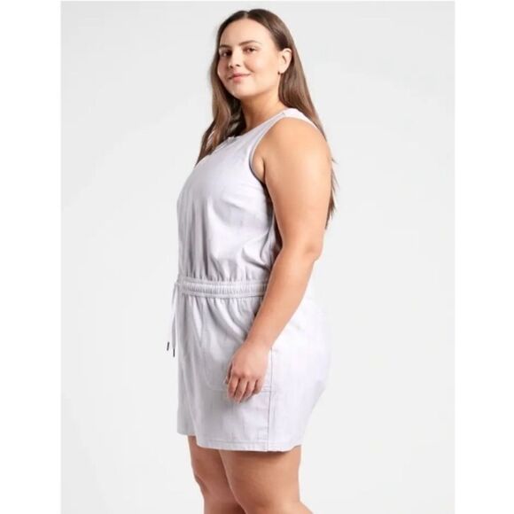 Athleta Farallon Printed Organic Cotton Sleeveless Romper Size 3X White/Gray - Picture 1 of 12